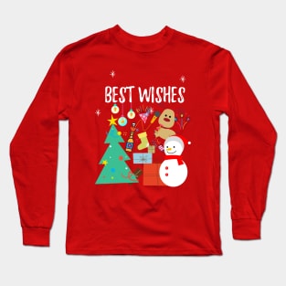 Best Wishes Christmas Party Reindeer Snowman Gifts Long Sleeve T-Shirt